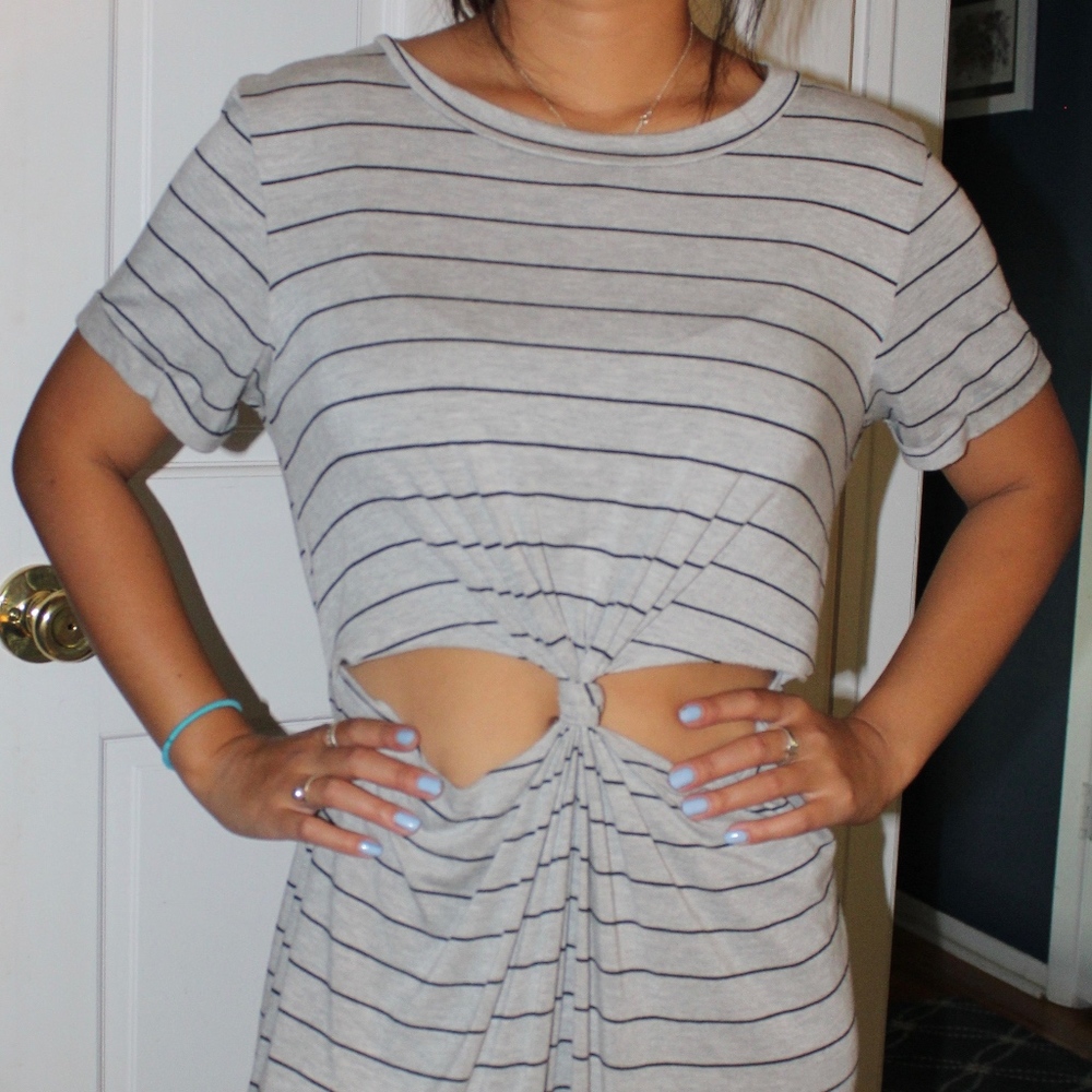 Black and grey stripped romper